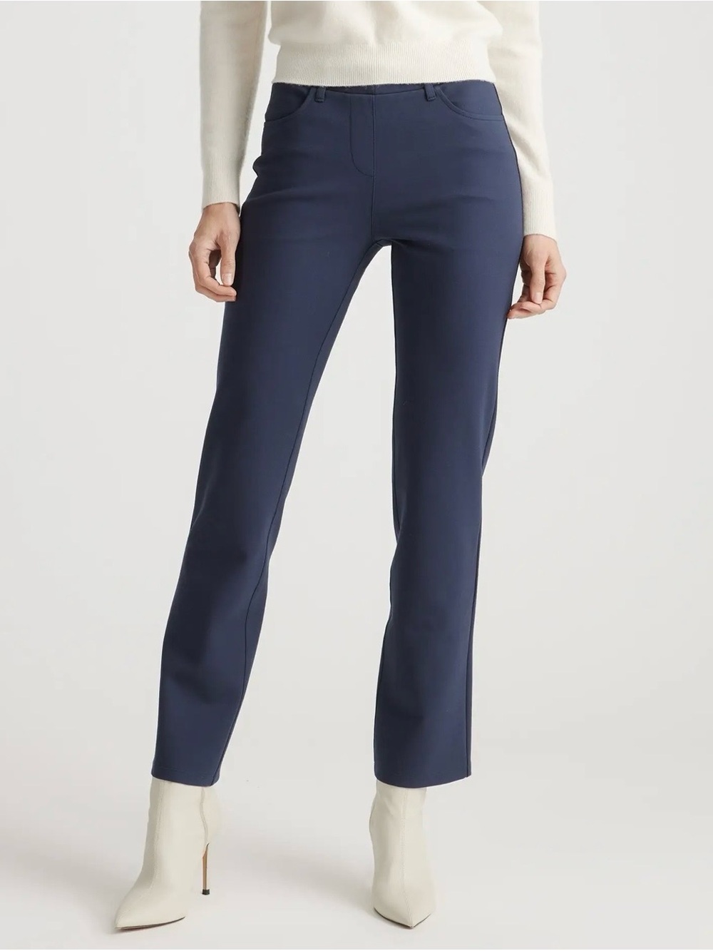 Quince Ultra-Stretch Ponte Straight Leg 4-Pocket Pants in Navy size XS NWT